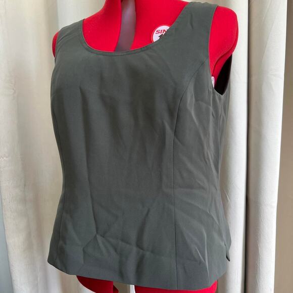 Olive green tank top sleeveless blouse - Picture 1 of 6